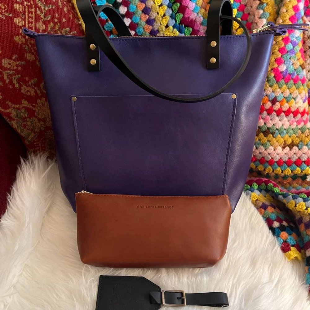 Portland Leather Goods Violet Zip Tote Bundle "Almost Perfect"